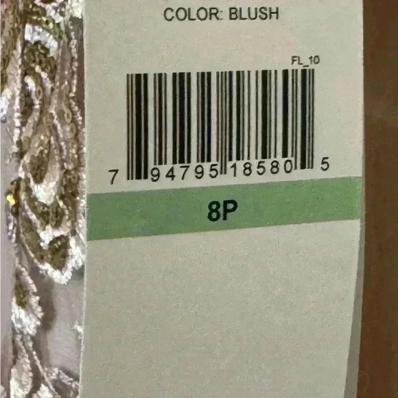 SLNY Women Tea Length Cap Sleeve Illusion Neckline Embroidered Lace Dress NWT - Picture 6 of 7